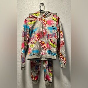 Vintage Harlem Graffiti Hoodie and Sweatpant set- Multicolor